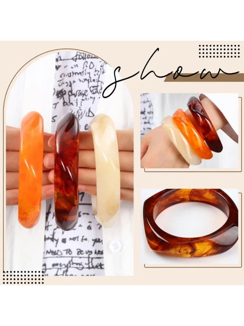 Colorful Chunky Acrylic Resin Bangle Bracelets Set for Women - Trendy Statement